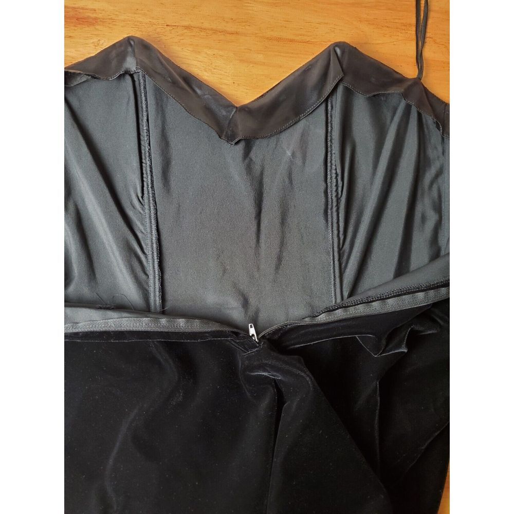 Scott Mcclintock Y2K Strapless Black Velvet Whimsigoth Prom Dress Dark Romantic - Picture 7 of 11